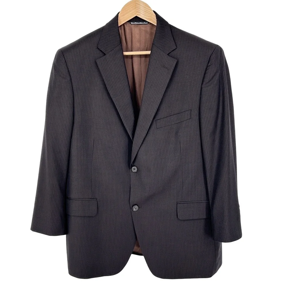 Jack Victor Wool Blazer Mens Vogue Pinstripe Jacket Made Canada Brown 44S Short
